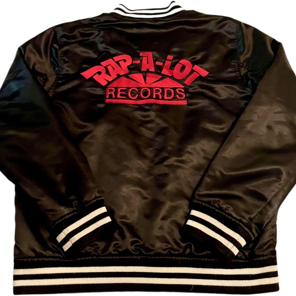 Supreme Rap-A-Lot Records Black Satin, Black & White Cuffs, Red Lettering Large - Picture 3 of 6